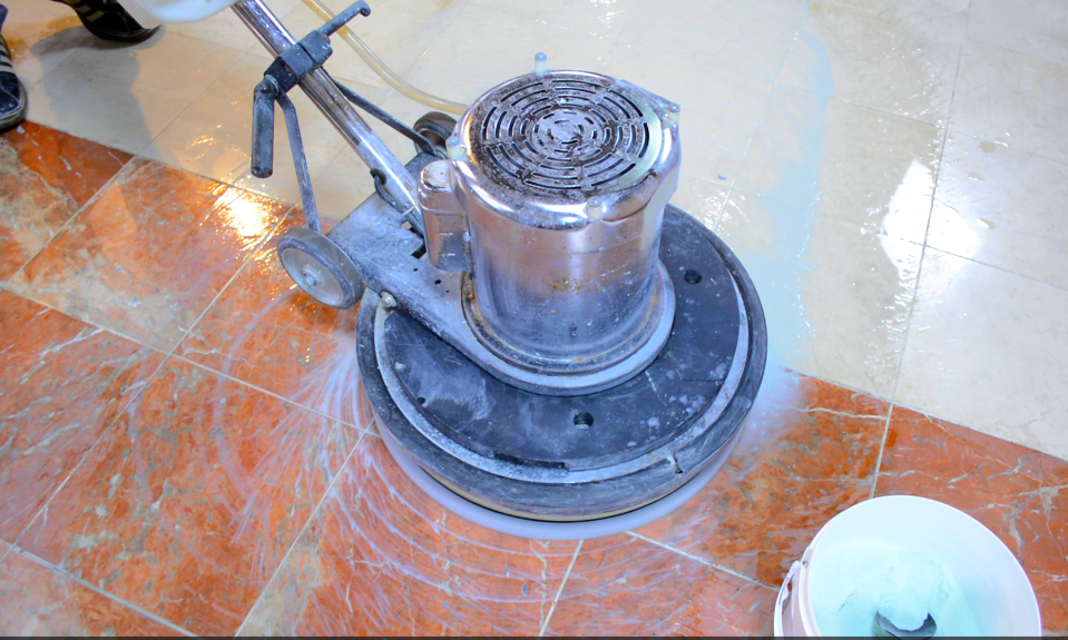 Polishing a marble floor 